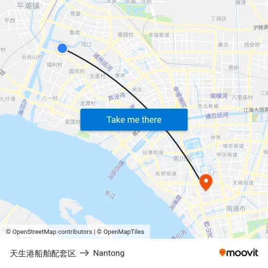 Tianshenggang Ship Supply District to Nantong map