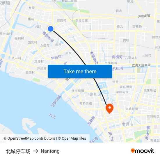 North City Parking Lot to Nantong map