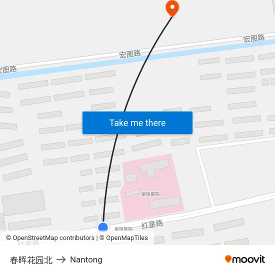 Chunhui Garden North to Nantong map