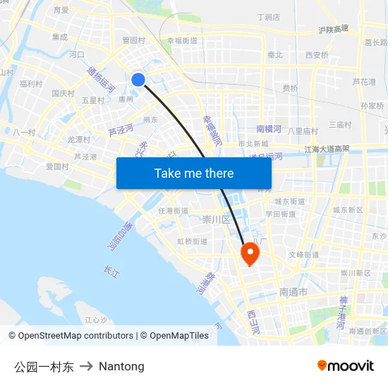 Park One Village East to Nantong map