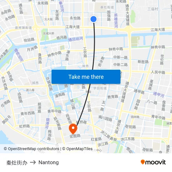 Qinzao Street Office to Nantong map