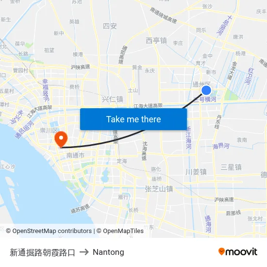 Xintongju Road Zhaoxia Road Exit to Nantong map