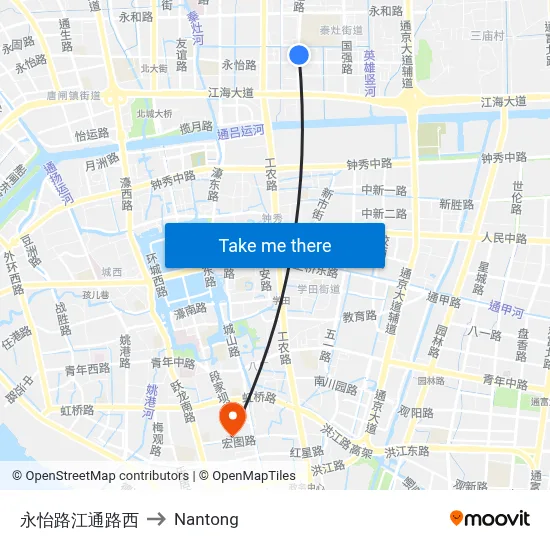 Yongyi Road Jiangtong Road West to Nantong map