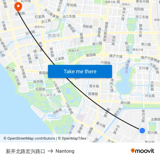 Xinkai North Road & Hongxing Road to Nantong map