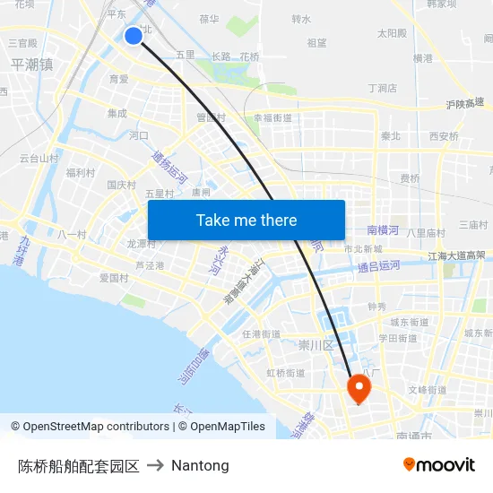 Chenqiao Ship Industrial Park to Nantong map