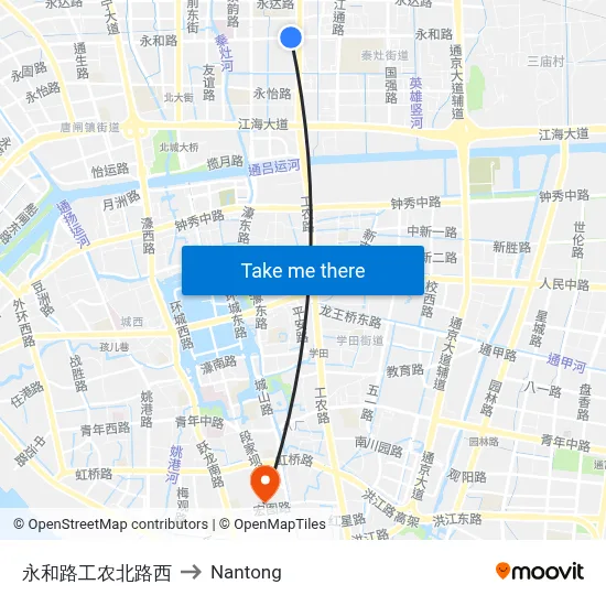 Yonghe Road-Gongnong North Road West to Nantong map