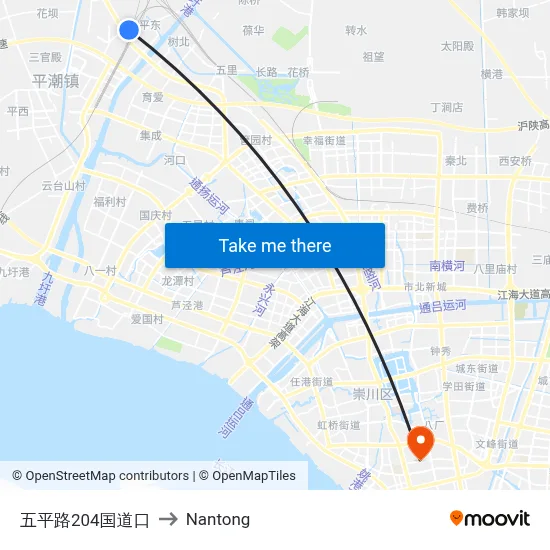 Wuping Road National Road 204 Exit to Nantong map