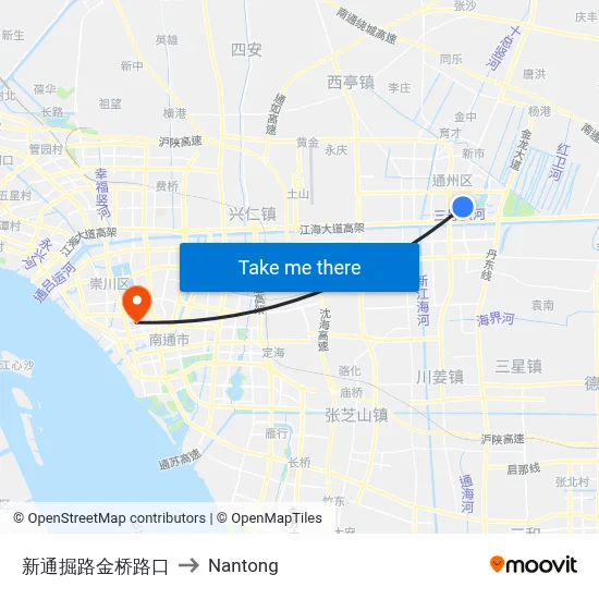 Xintongju Road Jinqiao Road Exit to Nantong map