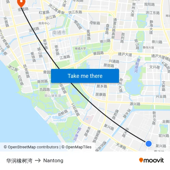 China Resources Tree Bay to Nantong map