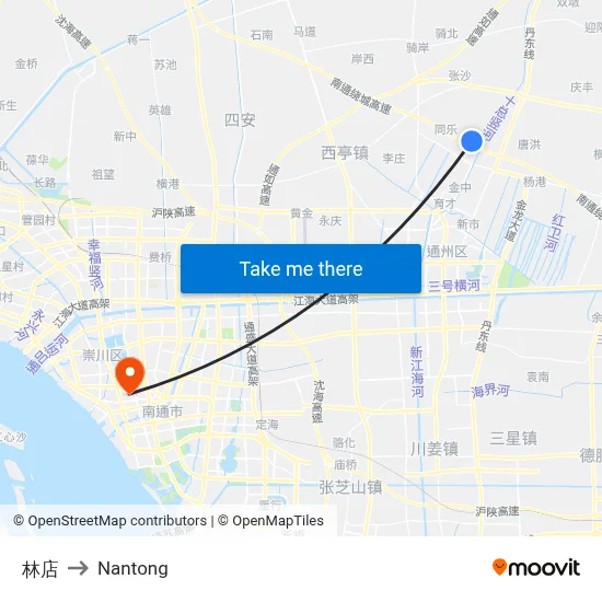 Lin Store to Nantong map