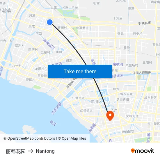 Lidu Garden to Nantong map