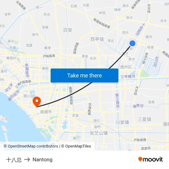 Shiba Zong to Nantong map