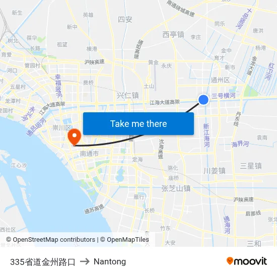 Provincial Road 335 Jinzhou Intersection to Nantong map
