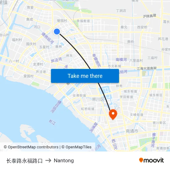Changtai Road & Yongfu Road to Nantong map