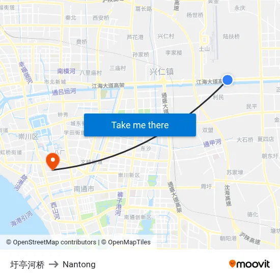 Weiting River Bridge to Nantong map
