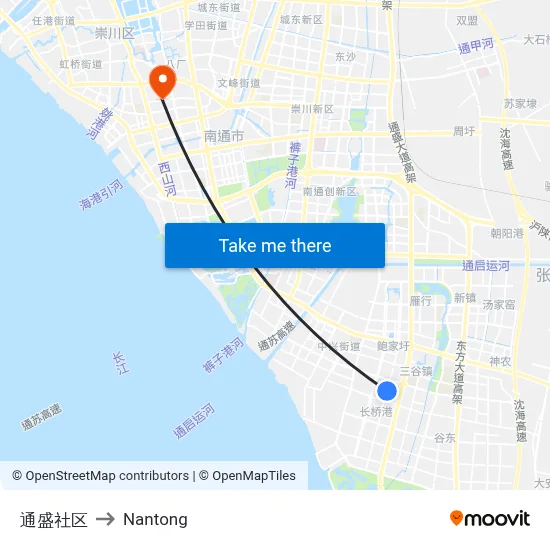 Tongsheng Community to Nantong map
