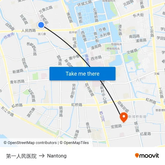 First People's Hospital to Nantong map