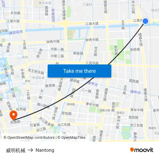 Weiming Machinery to Nantong map