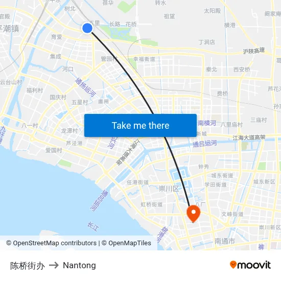 Chenqiao Street Office to Nantong map