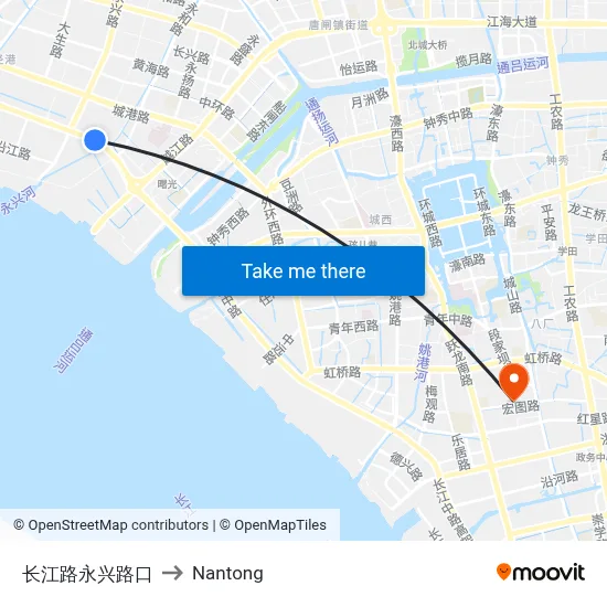 Changjiang Road & Yongxing Road Intersection to Nantong map