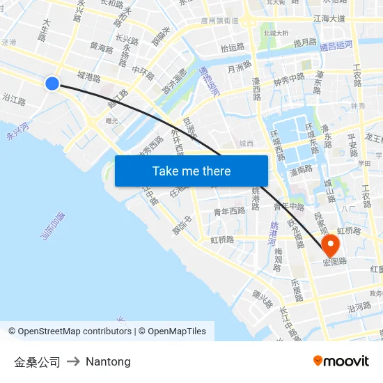 Jinsang Company to Nantong map