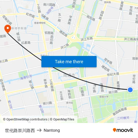Shilun Road West Chongchuan Road to Nantong map