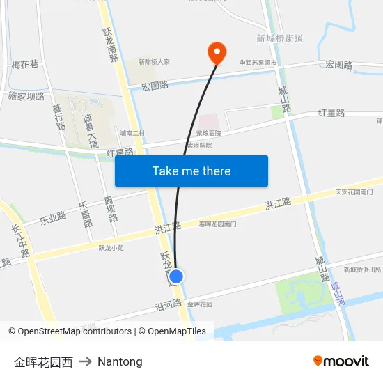 Jinhui Garden West to Nantong map