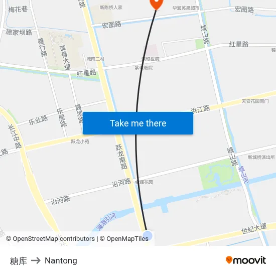 Sugar Warehouse to Nantong map