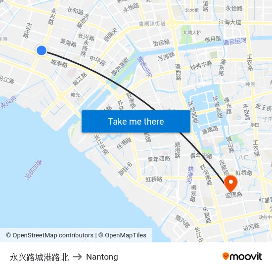 Yongxing Road & Chenggang Road North to Nantong map