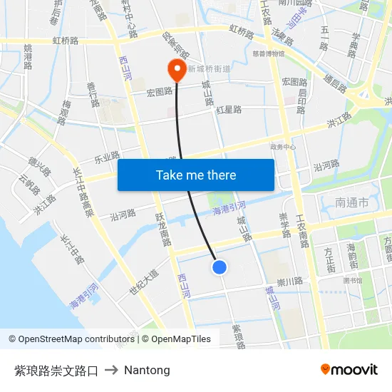 Zilang Road Chongwen Road Intersection to Nantong map