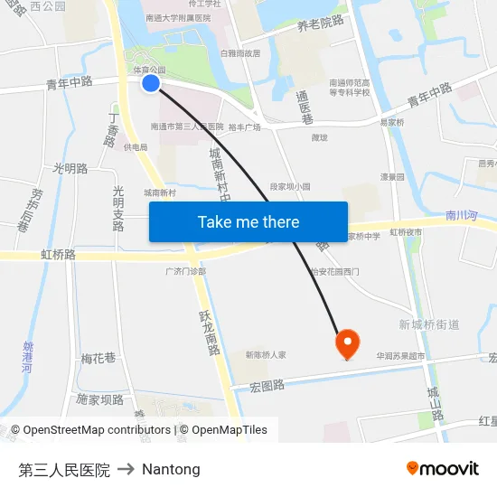 Third People's Hospital to Nantong map