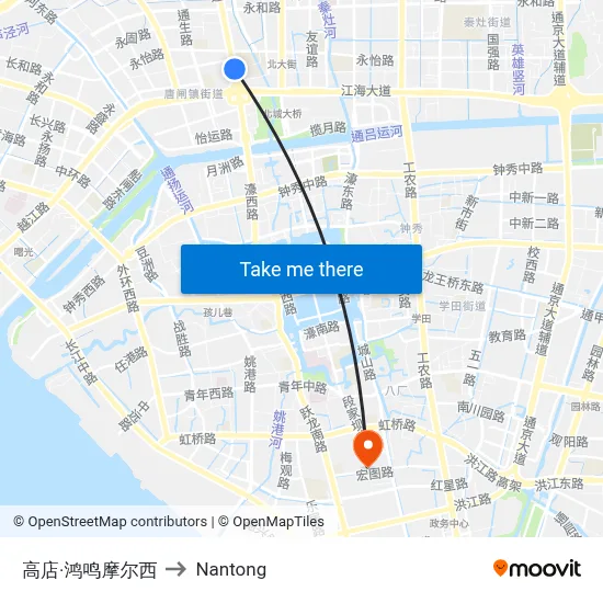 Gaodian Hongming Mall West to Nantong map