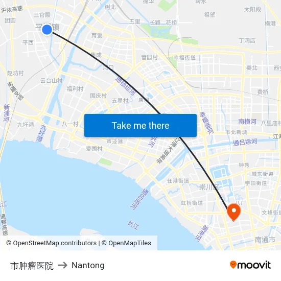 City Tumor Hospital to Nantong map