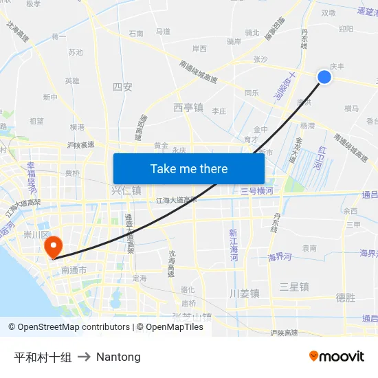 Pinghe Village Group 10 to Nantong map