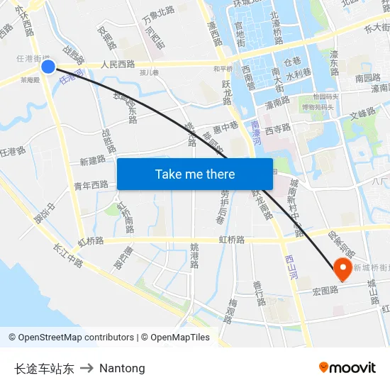 Long-Distance Bus Station East to Nantong map
