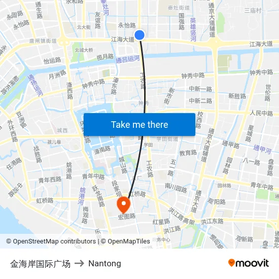 Gold Coast International Plaza to Nantong map