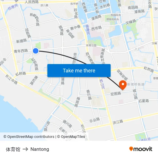 Sports Stadium to Nantong map