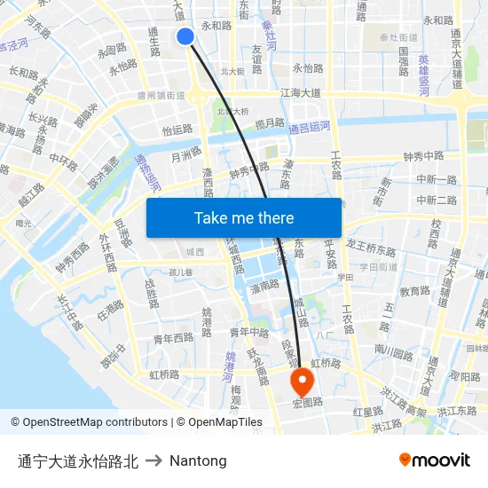 Tongning Avenue-Yongyi Road North to Nantong map
