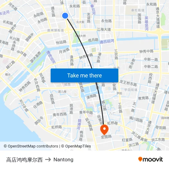 Gaodian Hongming Mall West to Nantong map