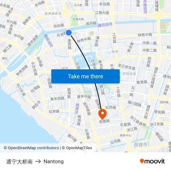 South Tongning Bridge to Nantong map