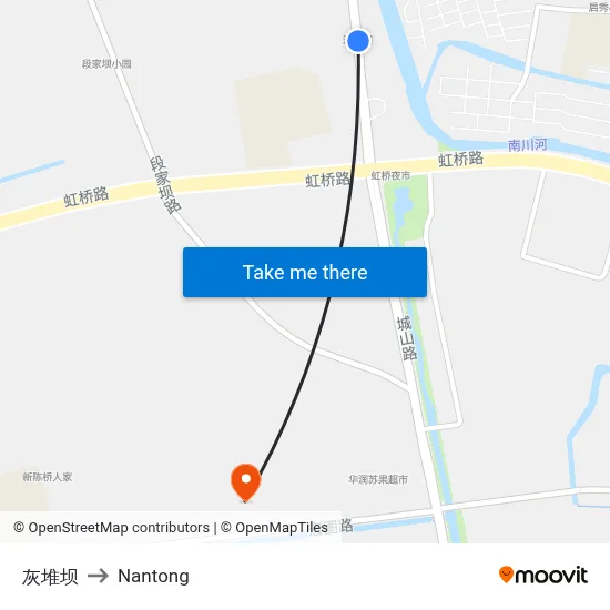 Huidui Dam to Nantong map