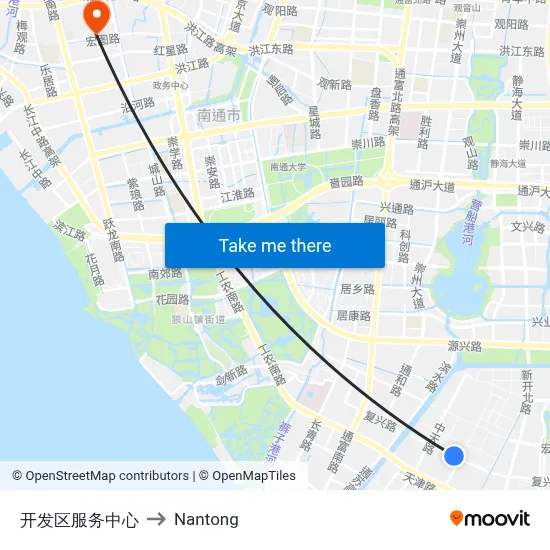 Development Zone Service Center to Nantong map