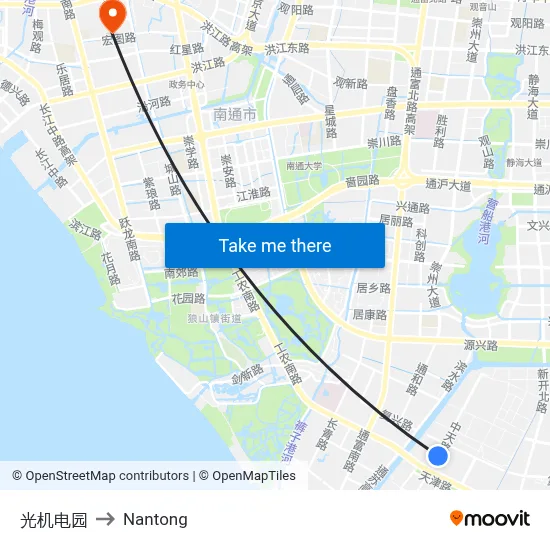 Optoelectronic Park to Nantong map