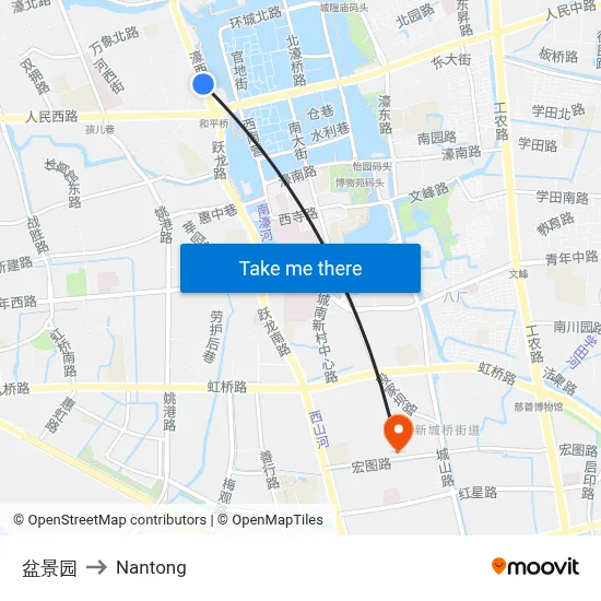 Bonsai Garden to Nantong map
