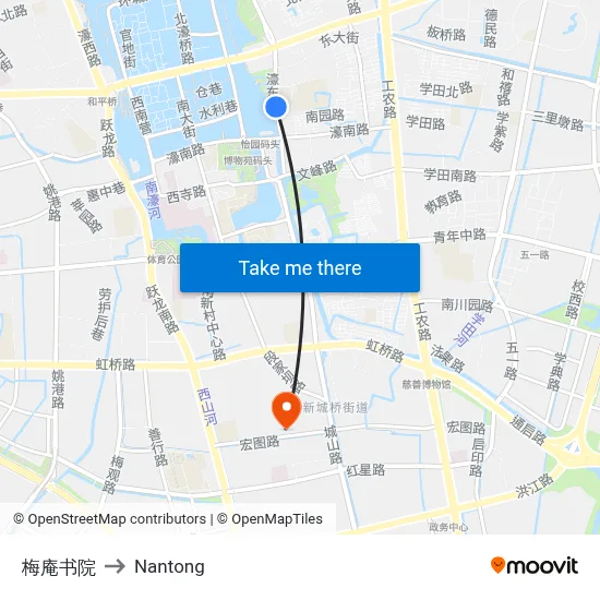 Mei'an Academy to Nantong map