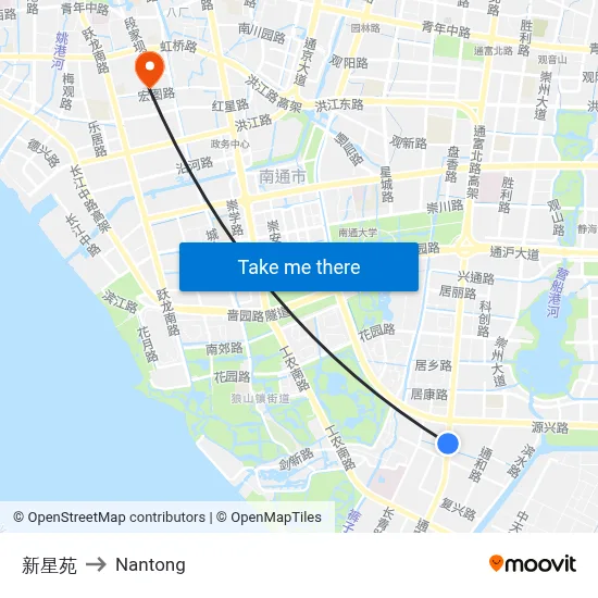 New Star Yuan to Nantong map