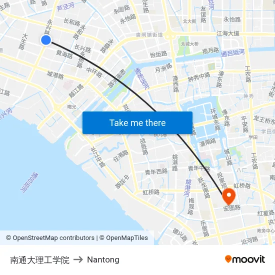 Nantong University of Science and Technology to Nantong map