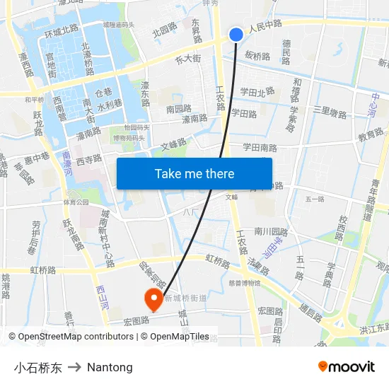 East of Small Stone Bridge to Nantong map
