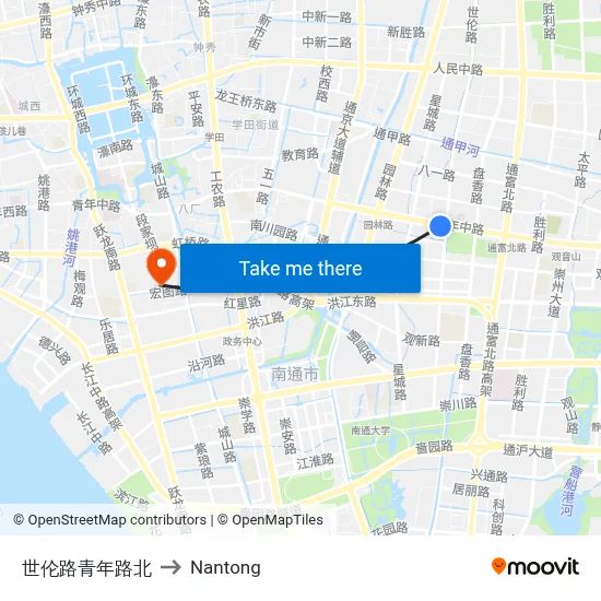 Shilun Road Youth Road North to Nantong map