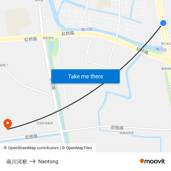 Nanchuan River Bridge to Nantong map
